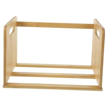 Imagem de JECOMPRIS Prateleira de armazenamento de discos de vinil, organizador de mesa de madeira para livros e discos, suporte de exibição multifuncional para escritório em casa, estante criativa, design