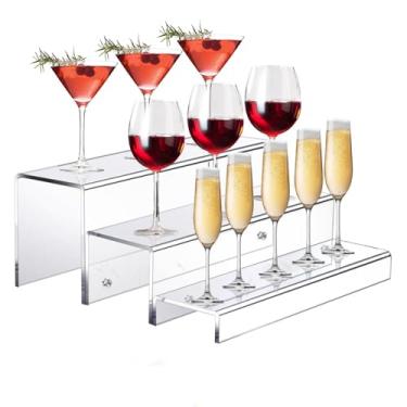 Imagem de Prateleira de exibição de bebidas alcoólicas, prateleiras de bar para garrafas de bebidas alcoólicas, Suportes de exibição de bebidas em acrílico de 3 camadas, Suporte para garrafas de vinho, para sal