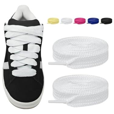 Imagem de LUMIMITUAN Cadarços gordos para Adidas Campus 00s, 16 mm, grossos, planos e largos, atacadores de substituição para tênis, Branco, 160cm/63inch