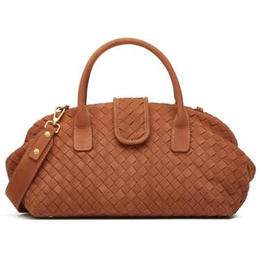 Imagem de Bolsa feminina de camurça de camurça sintética, bolsa de ombro de tecido, vintage, bolsa de mão com alça superior despojada, bolsa Hobo, Marrom, free, Sacola