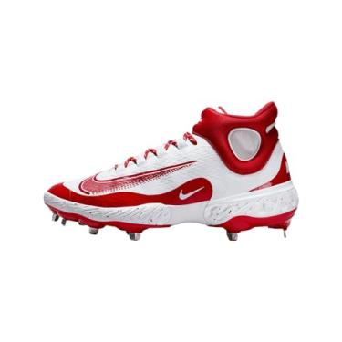Imagem de Nike Chuteira de beisebol masculina Alpha Huarache Elite 4 Mid (FD2744-106, branco/vermelho universitário), Branco/vermelho universitário, 39