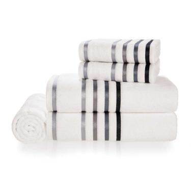 Imagem de Jogo De Toalha Banhão Lumina 5pcs Branco - Cinza