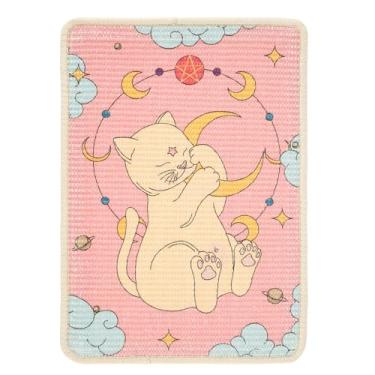 Imagem de UKQRRTC Tapete arranhador para gatos, almofada de sisal para gatos, 50 x 35 cm, resistente ao desgaste, cola no chão e na parede, sofás, cantos e partes de paredes de gatos, protege o tapete e o sofá