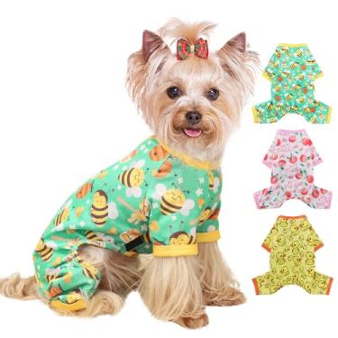 Imagem de Yikeyo Pijama para cães tamanho pequeno menino menina, roupas elásticas de algodão para animais de estimação, roupas para cachorros fêmeas e machos, primavera verão cachorrinho (verde abelha, 2GG)