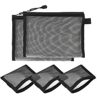 Imagem de Yopolaz Pacote com 6 mini bolsas de malha com zíper – Organizador de maquiagem de nylon de 7 x 11 cm – porta-chaves portátil, bolsa de moedas, kit de viagem transparente, organizador de cosméticos