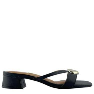 Imagem de Tamanco Vizzano Salto Baixo Com Fivela Dourada Feminina-Feminino