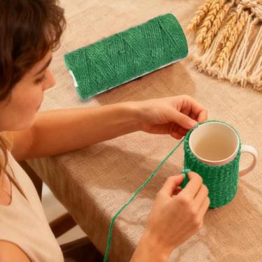 Imagem de Corda de juta de 100 m para artesanato faça você mesmo, corda feita à mão para projetos de tecelagem, embrulho, jardinagem e decoração de casa