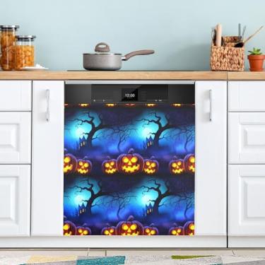 Imagem de ATTX Capa magnética para lava-louças Halloween Pumpkins, 58,4 cm C x 66 cm A, decoração da capa da máquina de lavar louça, decalques de armário doméstico e eletrodomésticos adesivos #296