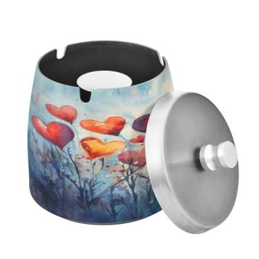 Imagem de Blueangle Cinzeiro com estampa de amor com tampa para cigarros, à prova de vento/chuva, aço inoxidável, sem fumaça, inodoro, cinzeiro para uso interno ou externo (34)