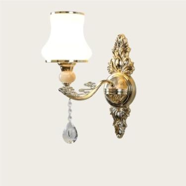 Imagem de Luminária de parede de cristal luxuosa em estilo europeu - Design moderno e simples para iluminação de cabeceira, corredor e parede do quarto (Tipo D, uma lâmpada)