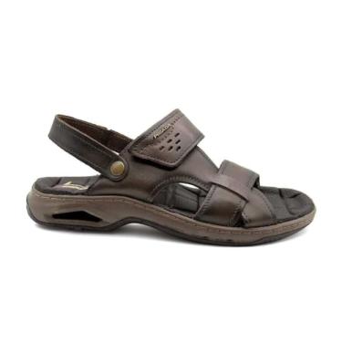 Imagem de Sandália/Chinelo Masculina Pegada de Couro 133234 Ajustável