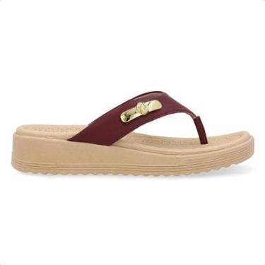 Imagem de Chinelo Usaflex Feminino Salto Baixo Couro Enfeite Casual UD13001-Feminino