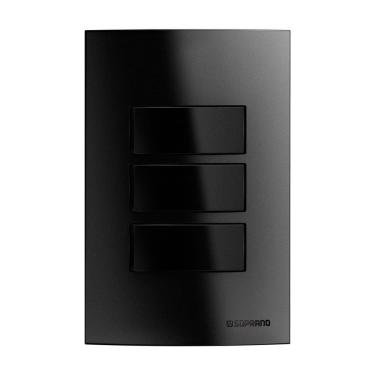 Imagem de Interruptor Soprano Brava Up - 3 Teclas Simples 10A 250V clom Placa 4x2 Preto