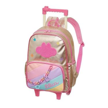 Imagem de Mochila de Rodinhas Lilica Ripilica Com Alças Golden Rosa