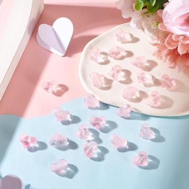 Imagem de 30 peças de contas de cristal de coração amor coração contas espaçadoras de vidro 14 mm rosa pérola tema dos namorados contas soltas para fazer joias faça você mesmo, pulseiras, colares, miçangas