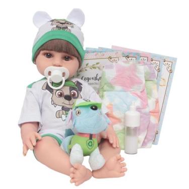 Imagem de Boneco Reborn Bebê Masculino Realista Corpo Silicone Itens - Cegonha R