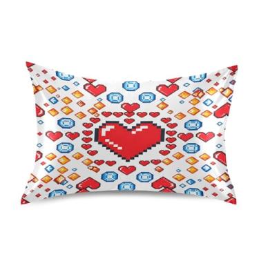 Imagem de SEHANY Capas de almofada de seda para cabelo e pele para o Dia dos Namorados, capas de almofada de cetim respiráveis macias e refrescantes com fecho de envelope, tamanho king (50,8 x 66 cm)