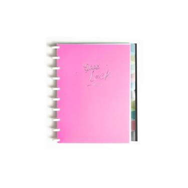 Imagem de Caderno Colegial 50 Folhas Disco Capa PP com estojo régua e 10 divisórias, Papel offset, (18x24 cm), Pink, Romitec