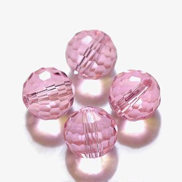 Imagem de SPRITEWELRY Contas de cristal austríaco de grau AAA de 10 mm, 50 peças, contas de cristal redondas facetadas, contas de vidro rosa brilhantes para sinos de vento, apanhador de sol, joias, faça você