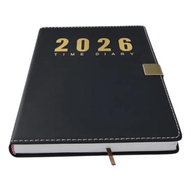 Imagem de Agenda 2026 Executiva Diária Couro Anual Planner 344 Folhas Adequado para trabalho e estudo(PRETO)