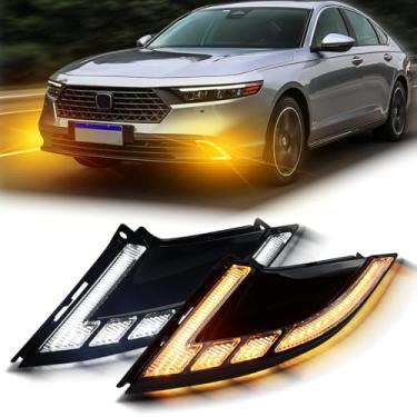 Imagem de BINQIGOO Luz de LED para corrida diurna, para-choque dianteiro, luz de neblina, seta sequencial âmbar DRL, compatível com Honda Accord 2023 2024 2025 LX EX Sport Hybrid