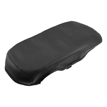 Imagem de X AUTOHAUX Capa de apoio de braço para console central de carro para Toyota Crown 2015-2018 couro sintético preto linha preta protetor de console central