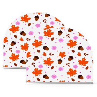 Imagem de Wassud Porta-guardanapos de acrílico com folhas de bordo laranja, dispensador de guardanapos de papel moderno em forma de U para mesa, cozinha, sala de jantar, bancada 2 peças (comporta 50-60