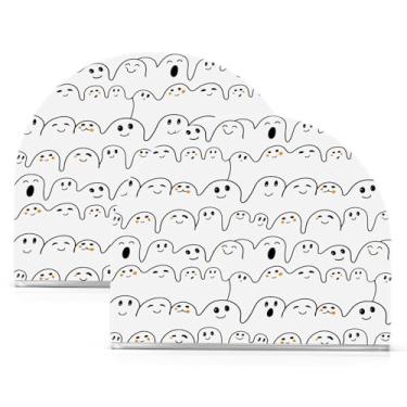 Imagem de Wassud 2 peças porta-guardanapos de acrílico de desenho animado Boo-boos Dispensador de guardanapos de papel para mesa, cozinha, sala de jantar, bancada (comporta 50-60 guardanapos)