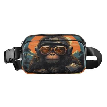 Imagem de CEBUGI Pochetes de caminhada para homens e mulheres, macaco escuro, moderno, resistente à água, com cinto ajustável para treino, viagem, corrida