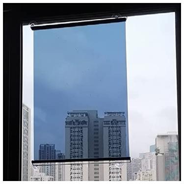 Imagem de uhyOHF Persiana de rolo de 33/43/53/63/73/83/93/103 cm de largura, espelho unidirecional com ventosas e tela de enrolar transparente para janela de porta de vidro, para-sol (multicolorido-73 cm L x