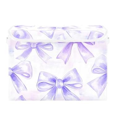 Imagem de xigua Cestos de armazenamento de laços brancos com tampas e alça de transporte, caixas de armazenamento dobráveis organizadores recipientes cestos cubo com capa para casa, quarto, armário, escritório