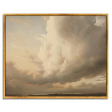 Imagem de Pintura de nuvem céu pôster francês imagem vitoriana antiga nuvem vintage arte de parede nuvens pôr do sol tela paisagem rústica paisagem paisagem pôsteres vintage céu cena parede arte 20,3 x 25,4 cm