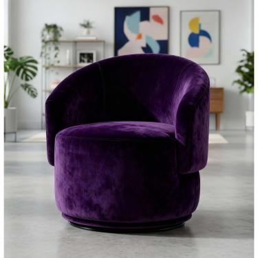 Imagem de Poltrona Decorativa Giratória Sala De Estar Recepção Jasmine Suede Roxo