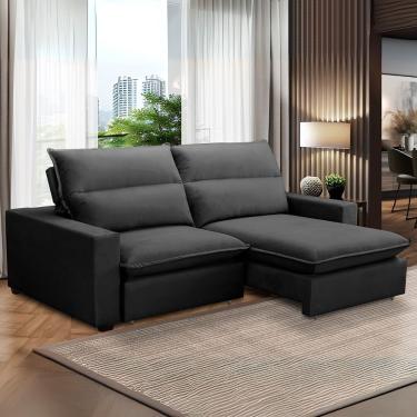 Imagem de Sofa Retratil Reclinavel 2 Lugares 2m Andreza Veludo Lansof Grafite