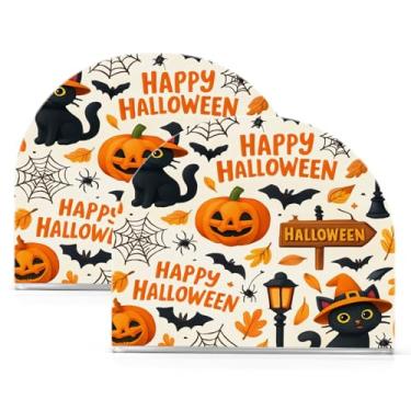 Imagem de Wassud Porta-guardanapos de acrílico com padrão de gato assustador, dispensador de guardanapo de papel moderno em forma de U para mesa, cozinha, sala de jantar, bancada 2 peças (comporta 50-60