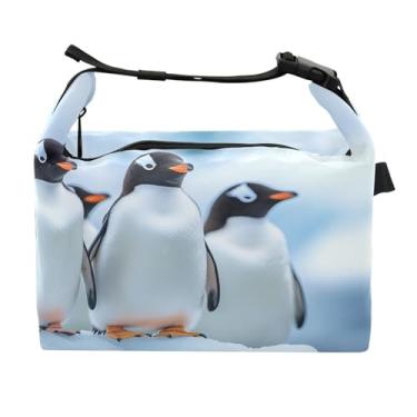 Imagem de STAYTOP Lancheira pinguins em pé em um bloco de gelo com fivela de alça, lancheira isolada para meninos e meninas, lancheira térmica para trabalho escolar