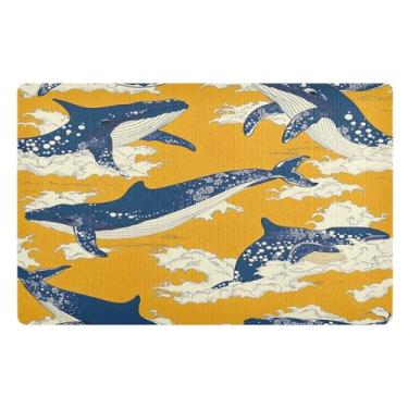 Imagem de STAYTOP Lindo tapete de porta de baleia para entrada externa 81 x 50 cm, tapete de boas-vindas ao ar livre/interno, tapetes de banho fofos, capacho frontal antiderrapante para entrada, pátio, áreas de