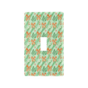 Imagem de Wassud Laços e fita placa de cobertura de interruptor de luz verde capas de tomada decorativa placa de parede para tomadas elétricas interruptor único 4,53 x 2,76 polegadas