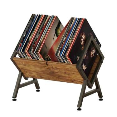 Imagem de VonDream Suporte de armazenamento de discos de vinil, porta-discos que economiza espaço para álbuns de 30 cm, porta-discos de vinil para álbum organiza e protege sua coleção