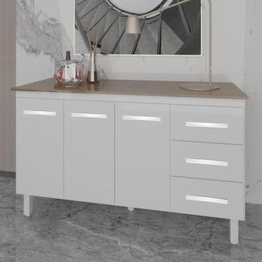 Imagem de Armário Cozinha Gabinete de Pia 160 cm Estela Branco e Tampo Tampão 16