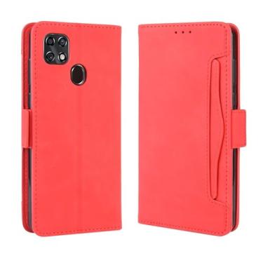 Imagem de Capa para ZTE Blade 20,Retro magnético Flip Case,Design de carteira de couro PU com slots de cartão removíveis -Red