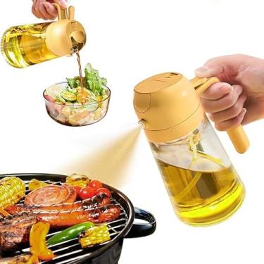 Imagem de Spray Dosador de Óleo e Azeite 2 em 1, Borrifador Galheteiro 500ml para Óleo, Vinagre e Molhos, Controle Preciso para Saladas, Churrasco e Frituras | Prático, Saudável e Versátil (Amarelo)