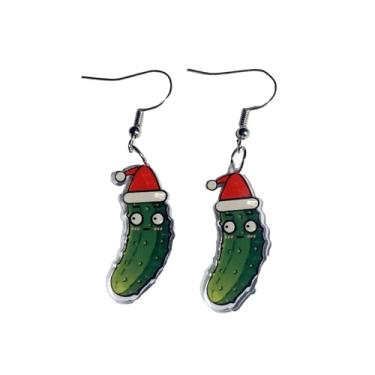 Imagem de Brincos pendentes de acrílico de Natal, exclusivo chapéu de Natal estranho, brinco de pickle, engraçado, realista, pepino, brincos de gancho de resina para mulheres, acessórios de joias de férias