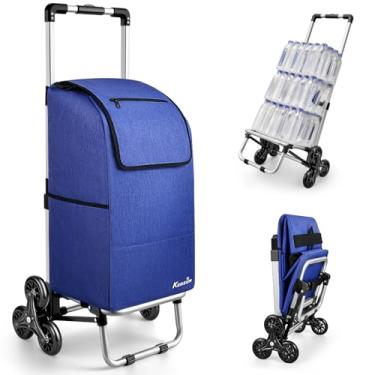 Imagem de KEDSUM Carrinho de escalada 2 em 1, carrinho de compras de 60 L/136 kg com rodas para escadas, carrinhos de compras 100% alumínio para mantimentos, carrinhos de compras dobráveis para escadas, azul