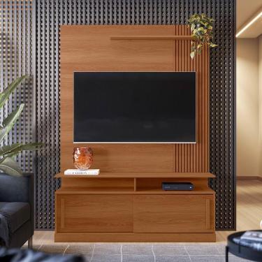 Imagem de Estante Home Chicago Para Tv Até 60 Polegadas 2 Portas Correr Prateleira E Rodízio Jequitibá - Lukaliam