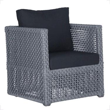 Imagem de 1 Poltrona Madri Alumínio Corda Náutica Estofado 12 Trama Prata