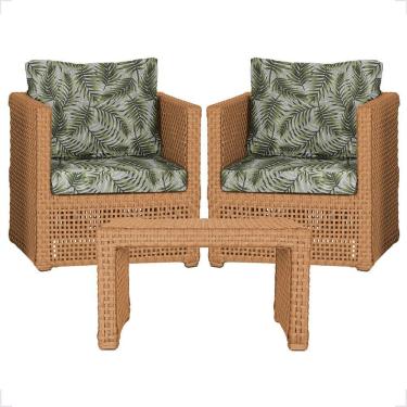 Imagem de Mesa E 2 Poltronas Madri Corda Náutica Estofado 5 Trama Terra Cota