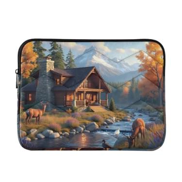 Imagem de Capas para laptop 13, 13,3, 14 polegadas outono cabine laranja à prova de choque capa protetora para notebook durável bolsa de transporte para computador