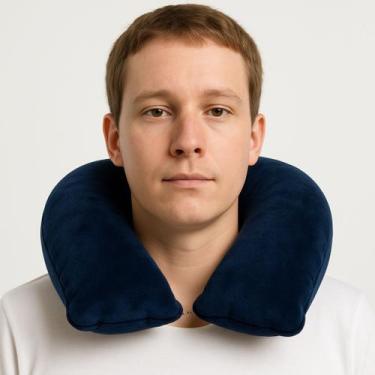 Imagem de Almofada de Pescoço Ergonômica p/ Viagem  Suporte Cervical  4 Cores - 