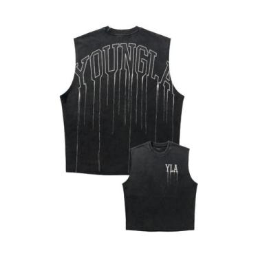 Imagem de Camiseta Sem Mangas De Algodão Oversized Para Homens, Top De Treino Pa